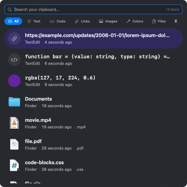 HyperPaste clipboard history