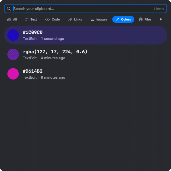 Color values in HyperPaste