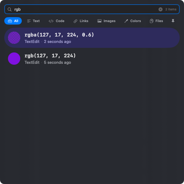 Searching your clipboard in HyperPaste